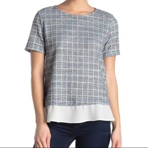 Emelia | Tweed Blue Print Blouse Medium